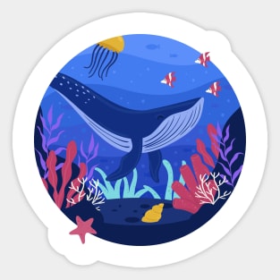 Whale in ocean Sticker